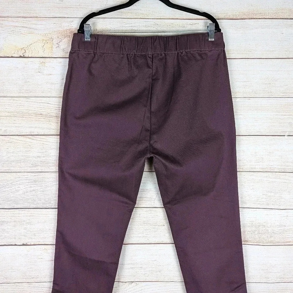 Soft Surroundings Size PL Slim St Ankle Pullon Pants Burgundy Snap Button Ankle - Picture 8 of 10